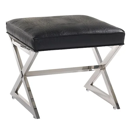 Metal Bench with Padded Upholstered Seat